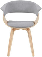 Armen Living Summer Mid-Century Upholstered Dining Chair in Grey and Patterned Oak Finish