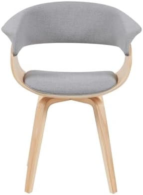 Armen Living Summer Mid-Century Upholstered Dining Chair in Grey and Patterned Oak Finish