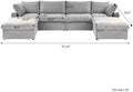 JACH U-Shaped Couches for Living Room, 6-Seats Modular Convertible Sectional Sofa Couch, Couch Cushion Covers Removable, Comfy Sofas with Chaise Ottomans for Apartment Bedroom Office (Grey)