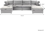JACH U-Shaped Couches for Living Room, 6-Seats Modular Convertible Sectional Sofa Couch, Couch Cushion Covers Removable, Comfy Sofas with Chaise Ottomans for Apartment Bedroom Office (Grey)