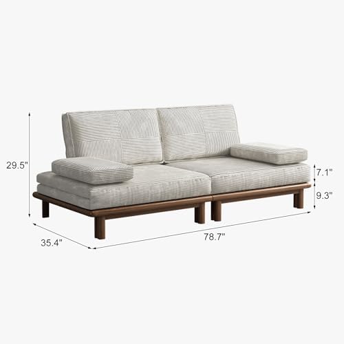 Lartis 78.7" Sofa Bed, Sleeper Pull Out Couch, Modern Couch Convertible Modern Futon for Living Room/Apartment/Bedroom, Modular Design Sofa,Full Solid Wood Frame