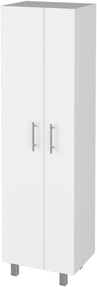 Pemberly Row 2 Piece Kitchen Set, Sink Cabinet and Pantry, White Manufactured Wood, Stainless Steel Countertop, 39.3 in Sink Cabinet with Storage, 71.3 in Pantry with Shelves for Kitchen Organization