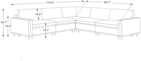 CHITA 114” Super Large Sectional Modular Sofa, Down Filled, 5 Seat, Linen | Down Filled, Sectional Modular Sofa, Super Large, Luxury, Extra-Deep Seats, High-leg Design