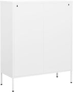 White Steel Cabinet 31.5x13.8x40 in, 2-Door Pantry w/ 2 Drawers, Adjustable Shelf, 220 lb Load for Bath/Kitchen/Garage