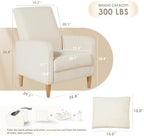 COLAMY Mid-Century Modern Upholstered Accent Chair with Back Pillow & Solid Wood Legs, Fabric Cozy Armchair for Living Room, Bedroom, Reading Nook, Apartment & Small Spaces, Beige