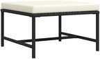 Outdoor Sectional Footrest with Cushion, Black Poly Rattan Footrest for Garden Lounge Set, Weather-Resistant PE Rattan and Powder-Coated Steel Frame, Use as Ottoman or Coffee Table