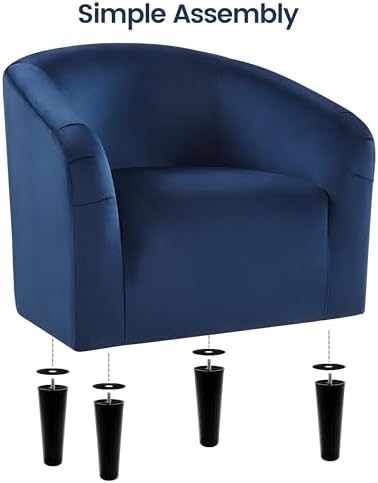 Yaheetech Small 25.5in Wide Velvet Barrel Accent Chair Bedroom, Navy Blue | Compact Cozy Barrel Chairs with a Curved Silhouette, Upholstered Furry Armchair for Small Spaces, Living Room Bedroom Corner