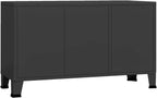 Metal and Glass Sideboard, Black Industrial Buffet Cabinet with 3 Doors, Accent Storage Credenza for Dining or Living Room, Matte Finish, 41.3 x 13.8 x 24.4 Inches