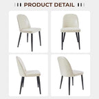 Leather Dining Chairs Set of 4, Modern Dining Room Chairs with Curved Backrest and Metal Legs Chenille Upholstered Fabric Kitchen Side Chair for Living Room, Restaurant, Cafe, Comedor, Leather, Beige