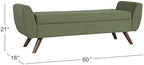 HomePop 60" Modern Storage Bench with Wood Legs - Olive Green Woven