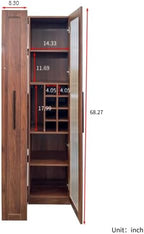 ZeHuoGe Kitchen Pantry Cabinet with Multi-Functional Pull-Out Multi-Tier Storage Shelf,Farmhouse Storage Cabinet with Glass Doors,Pantry Organizers for Kitchen, bar Cabinet,Dining Room
