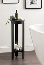 Kate and Laurel Foxford Modern Tiered Round Drink Table, 12 x 12 x 30, Black, Transitional Two-Tier Circle Plant Stand for Use as Living Room Pedestal Table or Small Bedroom Nightstand