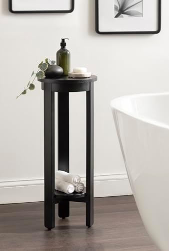 Kate and Laurel Foxford Modern Tiered Round Drink Table, 12 x 12 x 30, Black, Transitional Two-Tier Circle Plant Stand for Use as Living Room Pedestal Table or Small Bedroom Nightstand