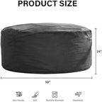 fond + found Adults Bean Bag Chair 5FT Big BeanBag Chair Giant Oversized | Memory Foam,Washable Cover,Velvet Fabric,Side Pocket,Handle,Big Adults Bean Bag Reading Gaming Bedroom Living Room | Grey 5FT