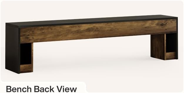 Tribesigns 70.9-Inch Extra Long Dining Bench, Farmhouse Wooden Kitchen Bench Seating for Table, Dining Room, Entryway, Living Room, Bedroom, Black & Brown