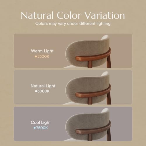 POVISON Mid-Century Modern Dining Chairs Set of 2, Fully Assembled Dining Chairs, Solid Ash Wood Frame, Textured Linen Blend Fabric, Armless Side Chairs for Dining Room & Kitchen