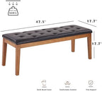 Ottoman Bench Oversized Entryway Shoe Bench Seat Faux Leather Brown | Large Long Rectangle Dining Bench with Button-Tufted Padded Upholstered Seat & Wood Legs for Living Room Bedroom End of Bed