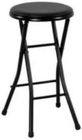 Folding Stool, Metal Frame Indoor Outdoor Portable Seat with Non-Slip Feet, Black