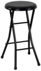 Folding Stool, Metal Frame Indoor Outdoor Portable Seat with Non-Slip Feet, Black