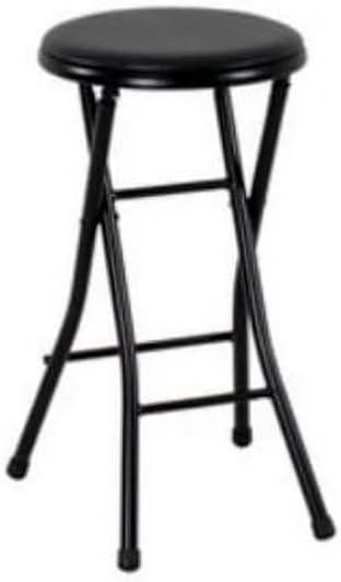 Folding Stool, Metal Frame Indoor Outdoor Portable Seat with Non-Slip Feet, Black