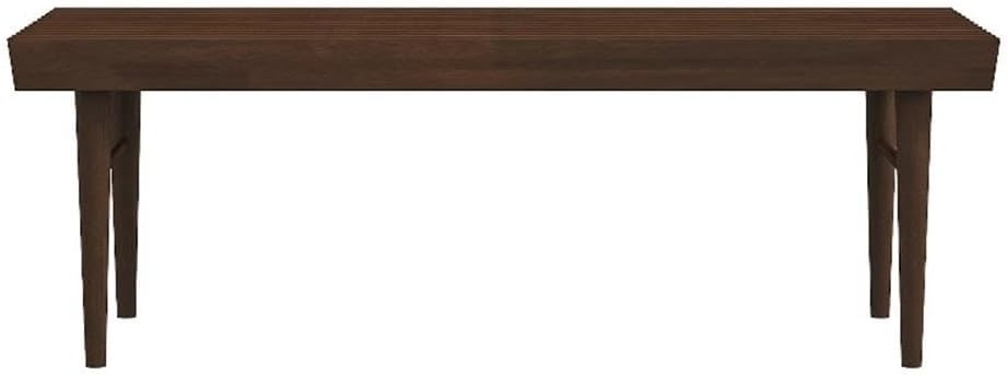 Pemberly Row 47" Mid Century Modern Rectangle Felicity Brown Teak Wood Bench Seat for Living Room, Dining Room, Bedroom, Entrance, Hallway, in Walnut Finish