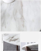 Telephone Table, Marble Surface Telephone Table,Sofa Round Side Table,Small Metal Coffee Table in The Living Room,Brushed Stainless Steel Bracket,Thickened Solid Base