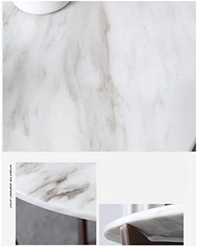 Telephone Table, Marble Surface Telephone Table,Sofa Round Side Table,Small Metal Coffee Table in The Living Room,Brushed Stainless Steel Bracket,Thickened Solid Base