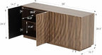 4-Door Sideboard Buffet Cabinet, 59'' Wood Kitchen Storage Cabinet Sideboard with Water Ripple Doors & Suspended Base, 2 Tiers Mid Century Modern TV Stand for Living Dining Room, Walnut