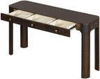 Bellemave 52" Rustic Console Table with 3 Drawers & Curved Corners, Wooden Sofa Tables Behind the Couch, Narrow Entryway Table with Thick Legs for Entrance, Hallway & Living Room (Espresso)