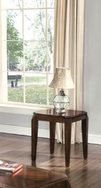 Polay 3-Piece Coffee and End Table Set with Parquet Design | Rich walnut finish, parquet pattern tops, sturdy wooden aprons (79mm thick), tapered legs, perfect for living rooms.