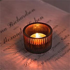 4 Pack Tealight Amber Candle Holders, Votive Tea Light Candle Holder | Glass Candle Holder Fall Wedding Decor Party Supplies for Amber Centerpieces Table Decor Home Decor Heat Resistant