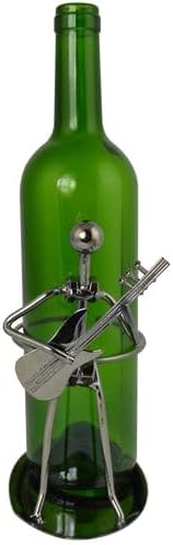 Wine Bottle Rack Holder with Guitar Jazz Player Bolt Figure Sculpture Holds One Standard Bottle of Wine or Liquor