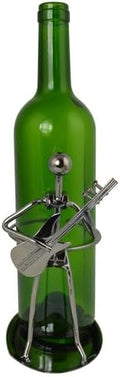 Wine Bottle Rack Holder with Guitar Jazz Player Bolt Figure Sculpture Holds One Standard Bottle of Wine or Liquor