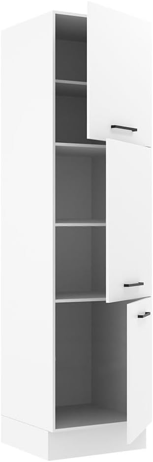 Madesa Hazel 3 Door Pantry Kitchen Storage Cabinet with 5 Compartments 89 Inch Tall Wooden Organization Unit - White