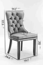 Aoowow Velvet Upholstered Dining Chairs Set of 2, Wingback Armless Side Chairs Button Tufted with Solid Wood Legs for Kitchen Dining Room (Burgundy-Chrome)