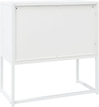 White Steel Sideboard with Adjustable Levelers, Modern Rectangular Storage Cabinet for Living Room and Dining Room, Sturdy Powder-Coated Steel Construction, Sleek Minimalist