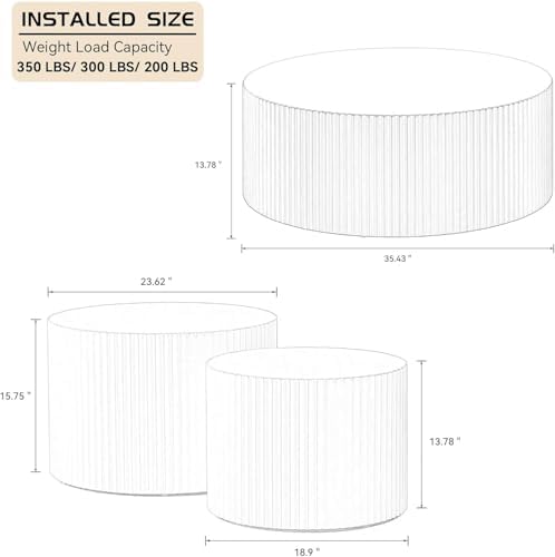 WILLIAMSPACE Black Round Coffee Table Set of 3, Modern Circle Wood Coffee Table Set, 3 Peice Nesting Coffee Accent Side Table End Table for Home Office, No Assembly (3 PCS, Black)
