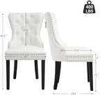 PU Leather Dining Chairs Set of 4, Upholstered Dining Room Chairs with Solid Wood Legs & Back Ring Pull Trim Ring, Modern Dining Chairs Perfect for Dining Room,Living Room,Kitchen, White