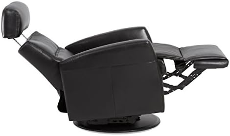 IMG Divani RG 325 Large Glider Relaxer Rocking Recliner Swivel Chair - Trend Sand Leather Manual Recline - Adjustable Headres