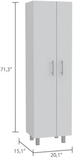9-Shelf 2-Door 2-Piece Kitchen Set with Island and Pantry in White | Combines 9 shelves and 2 doors for expanded storage capacity