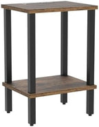 TUTOTAK End Table with Charging Station, Side Table with USB Ports and Outlets, Nightstand, 2-Tier Storage Shelf, Sofa Table for Small Space TB01BB040