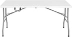 Romig Trestle 5 ft Folding Table, Blow Mold Plastic Top, Fold-in-Half with Carry Handle, Heavy-Duty Steel Frame, 60 x 29 x 29, White
