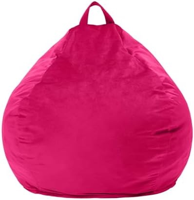 fond + found Small Bean Bag Chairs 2FT Comfy BeanBag Chair Velvet Fabric | Memory Foam,Washable Cover,Storage Pocket,Handle,Cozy BeanBag for Classroom Reading Bedroom Nook Gaming Lounging | Pink 2FT