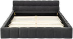 Upholstered Platform Bed Frame, Low Profile Chenille Bed with Headboard, Modern Solid Frame, No Box Spring Needed, Easy Assembly (Dark Grey, Queen (U.S. Standard))