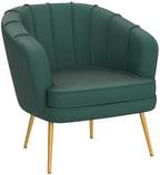 Andeworld Velvet Accent Chair, Barrel Armchair, Green | Velvet Upholstery, Golden Metal Legs, Comfy Barrel Back, Modern Style, Living Room Bedroom Office
