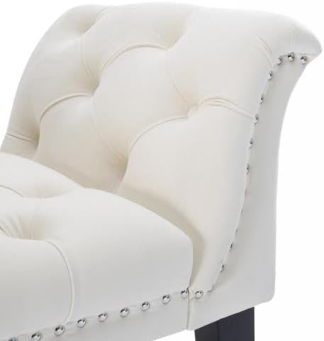 Upholstered Ottoman Bench with Armrest & Button Tufting, Great for Entryway Dining Room and More