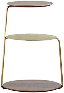 Telephone Table, End Table,Black Walnut Stainless Steel Titanium-Plated Side Table,Multi-Functional Small Side Table,Sofa Side Table,Telephone Desk,3-Layer Coffee Table