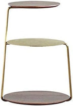 Telephone Table, End Table,Black Walnut Stainless Steel Titanium-Plated Side Table,Multi-Functional Small Side Table,Sofa Side Table,Telephone Desk,3-Layer Coffee Table