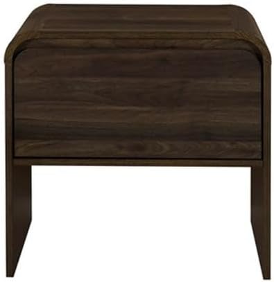 Pemberly Row Modern 2-Piece Wood End Table Set, Walnut Finish, 21.6 in W x 15.7 in D x 21.6 in H, Sturdy Eco-Friendly Build, Drawer Storage, Minimalist Style Bedside or Living Room Tables