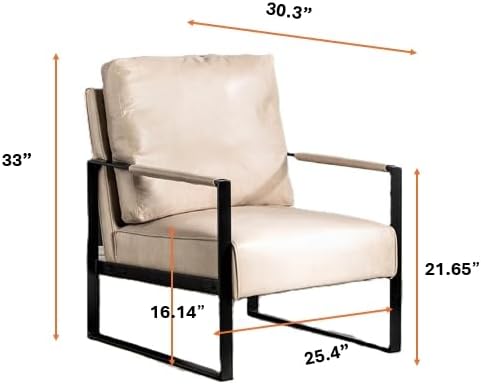 Direct Classic Mid Century Modern Accent Chair with Durable Square Metal Frame, Armchair for Living Room, Bedroom, Home Office in Spotted Microfiber Upholstery, Light Camel